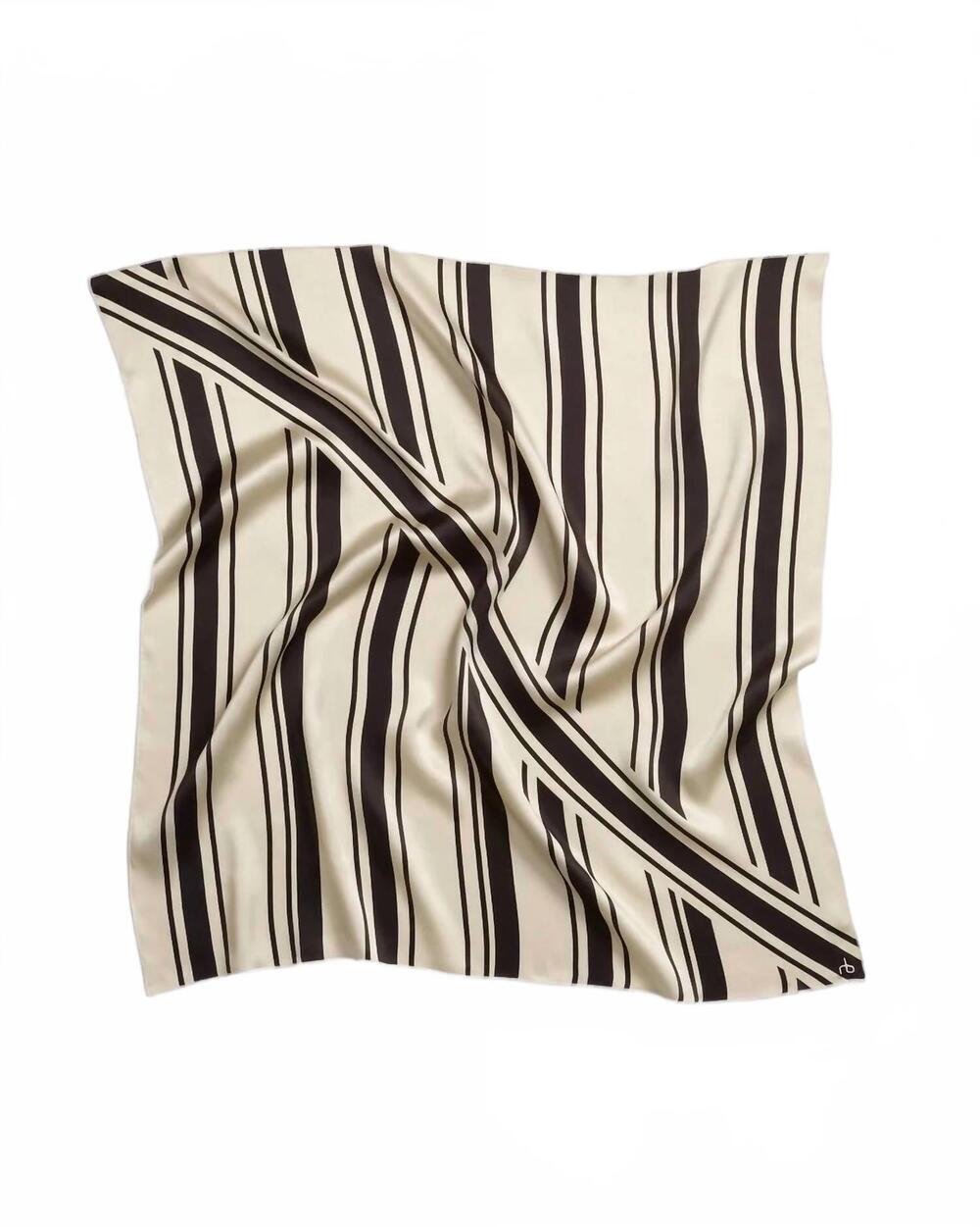 NEW RAG & BONE women's gia italian silk scarf in black stripe